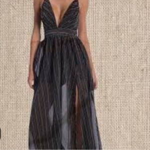 Elegant Multicolor Striped Maxi Dress